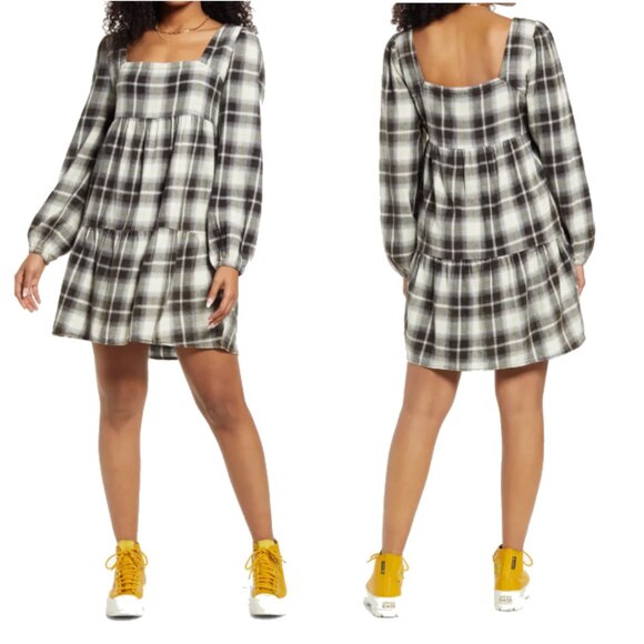 BP Plaid Long Sleeve Tunic Mini Dress Size XL NWT - Picture 1 of 11